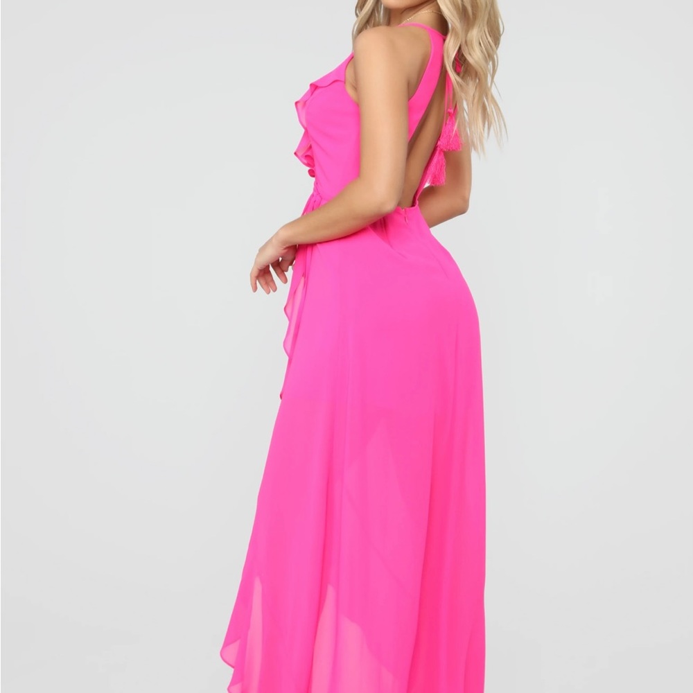 Hot Pink chiffon ruffle maxi dress💕